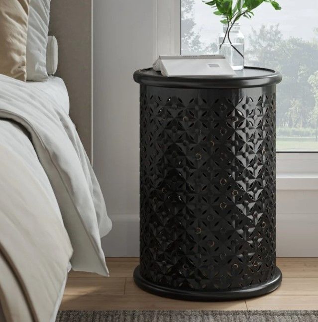 Jofran Inc. Global Archive Decker Antique Black Large Drum Table-1
