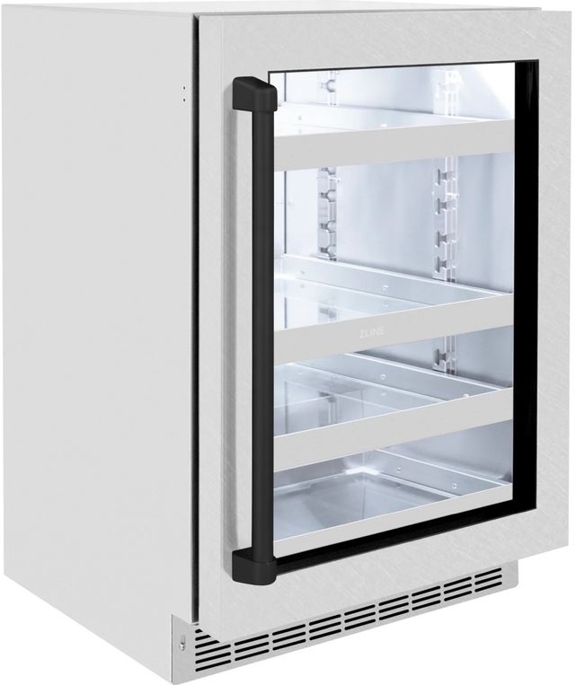 ZLINE Autograph Edition Touchstone 24" 5.2 Cu. Ft. Satin Stainless Steel Beverage Center with Glass Door and Matte Black Handle-3