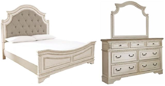 Signature Design by Ashley® Realyn 3-Piece Chipped White California King Panel Bed Set-0