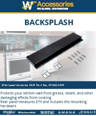 Whirlpool® 6" Black Slide-in Range Backsplash-4