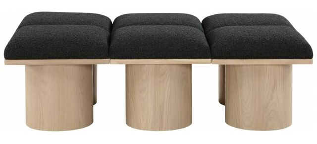 Meridian Furniture Pavilion 6-Piece Black/Natural 54" Modular Bench Set-1