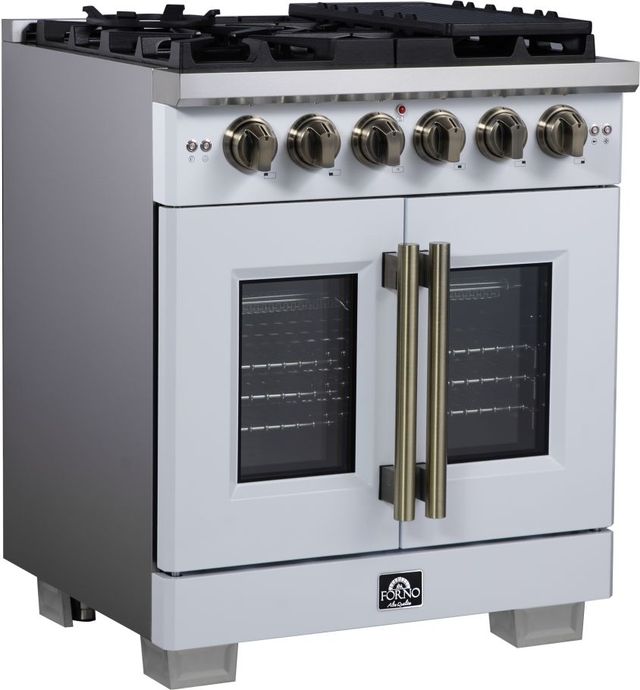 FORNO® Capriasca Series Alta Qualita 30" White Pro Style Gas Range-2