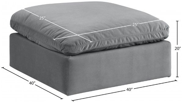 Meridian Furniture Comfy Gray Velvet Ottoman-2