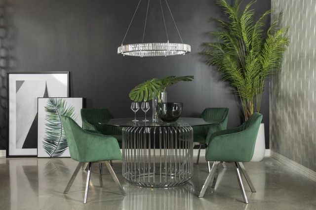Coaster® Arika Green Channeled Back Swivel Dining Chair-1