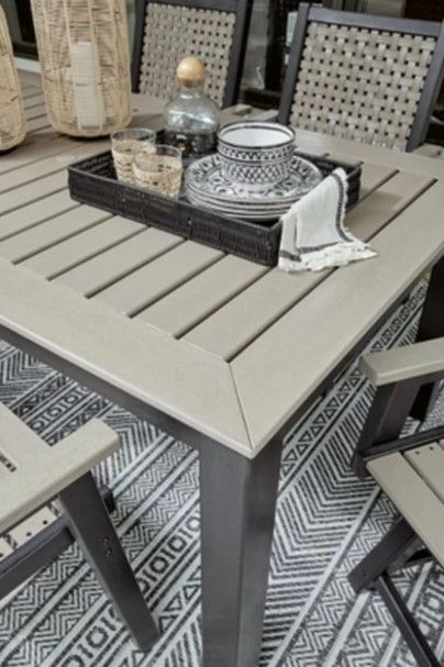Signature Design by Ashley® Mount Valley Driftwood Outdoor Dining Table with Black Legs-4