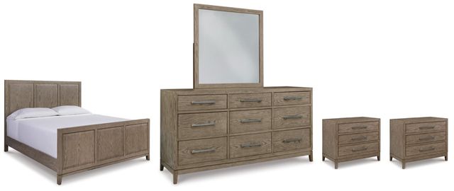 Signature Design by Ashley® Chrestner 5-Piece Gray California King Panel Bed Set-0