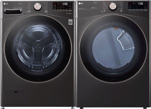 front view of the LG Black Stainless Steel Front Load Laundry Pair
