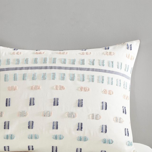 Olliix by Urban Habitat 5 Piece Aqua Full/Queen Auden Cotton Jacquard Comforter Set-4