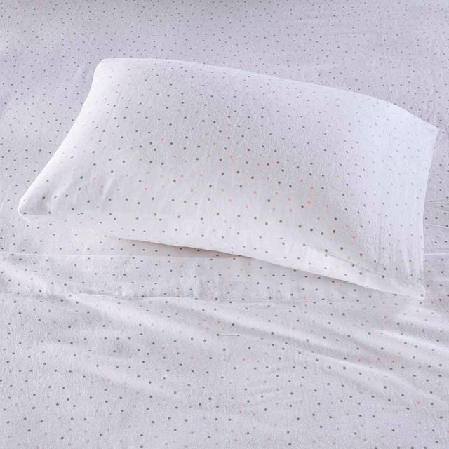 Olliix by Intelligent Design Grey/Pink Dots Queen Cozy Soft Cotton Novelty Print Flannel Sheet Set-2