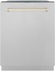 ZLINE Autograph Edition 24" Satin Stainless Steel Built In Dishwasher with Polished Gold Handle-0