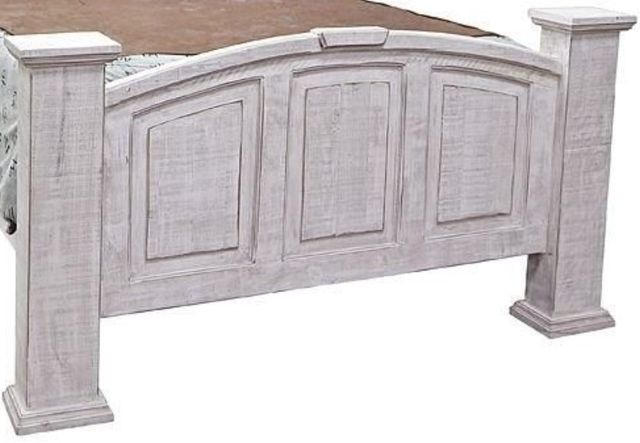 Million Dollar Rustic Frosted White Queen Mansion Panel Bed-2