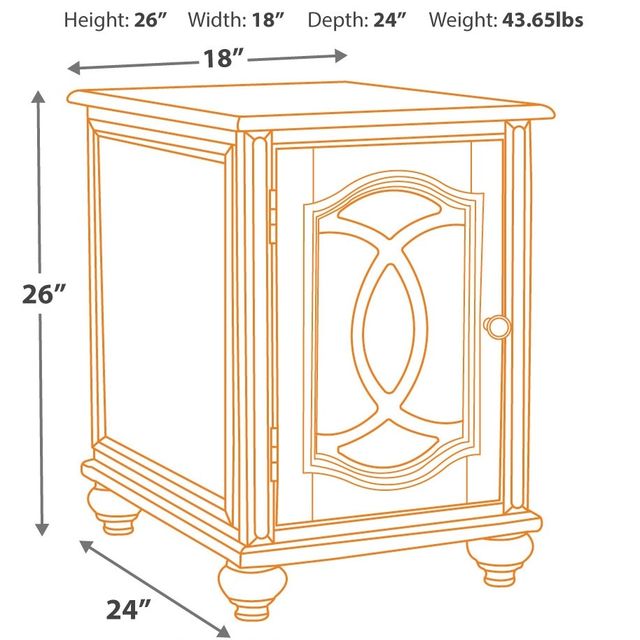 Signature Design by Ashley® Realyn Brown Cabinet Door Chairside End Table with Antique White Base-4