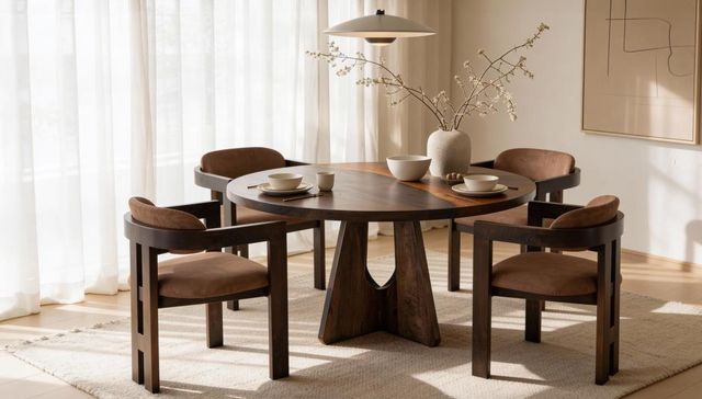 International Furniture Direct Raramuri Brown Round Dining Table-1
