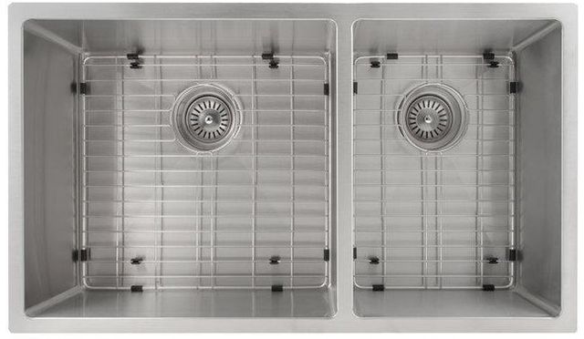 ZLINE Chamonix 33" Satin Stainless Steel Undermount Double Bowl Kitchen Sink with Bottom Grid-2