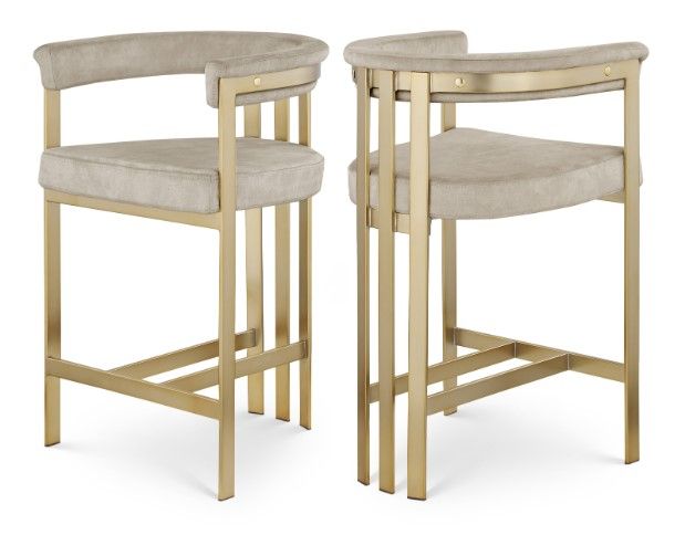 Meridian Furniture Marcello Stone-Brushed Brass Counter Stool-2