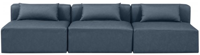Meridian Furniture Cube 3-Piece Navy Blue Vegan Leather Sofa-1