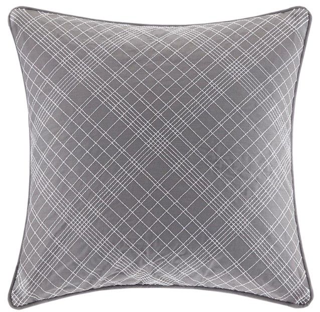 Olliix by Madison Park Sheffield 4 Piece Grey Full/Queen Cotton Printed Reversible Comforter Set-2