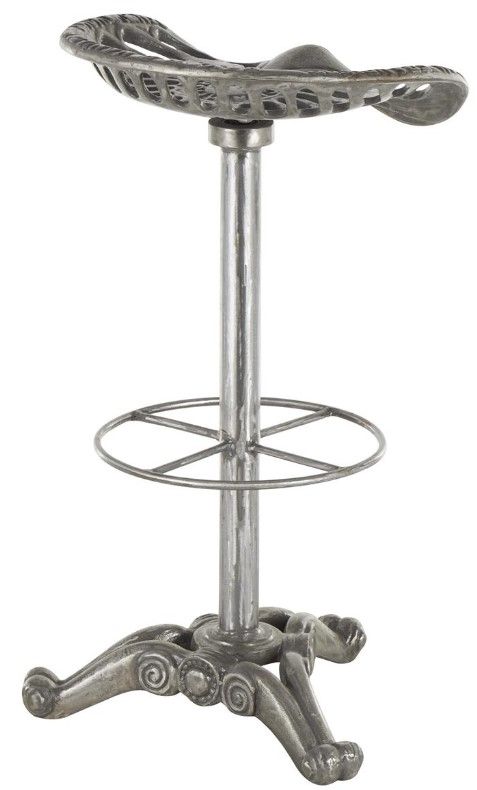 Deco Marche Silver Scroll Weathered Bar Stool-2