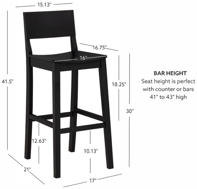 Linon Kentucky 2-Piece Black Barstool Set-2