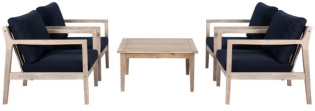 Linon Svana 5-Piece Navy/White Wash Fabric/Wood Outdoor Conversation Set-1