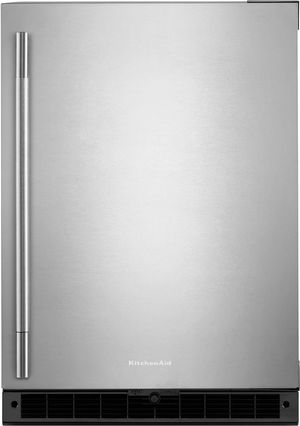 Front view of the KitchenAid® 24" 5 Cu. Ft. Stainless Steel Undercounter Refrigerator