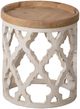 A & B Home Brown Tray Top Large Side Table with Distressed White Base-0