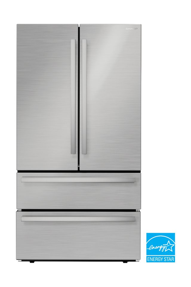 Sharp® 36 in. 22.5 Cu. Ft. Stainless Steel Counter Depth French 4-Door Refrigerator-1
