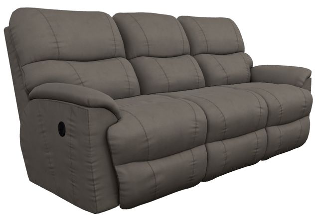 La-Z-Boy® Trouper Gray Leather Manual Reclining Sofa-0