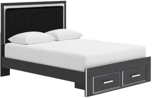 Signature Design by Ashley® Birmonton Black Queen Upholstered Storage Panel Bed-0