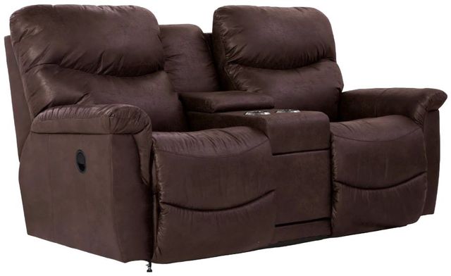 La-Z-Boy® James Walnut Leather Manual Reclining Loveseat with Console-0