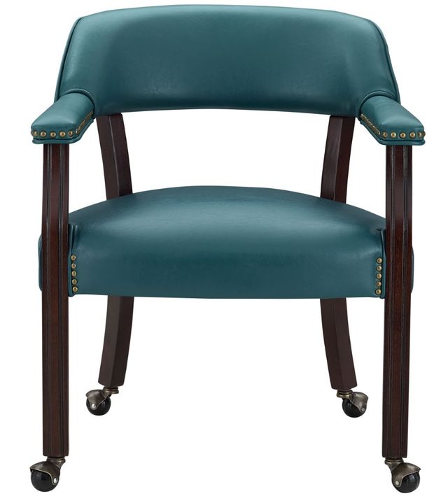 Steve Silver Co. Tournament Cherry/Teal Arm Chair with Casters-1