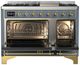Ilve® Majestic III 48" Blue Gray Pro Style Dual Fuel Liquid Propane Range with Triple Glass Door and Brass Trim-4