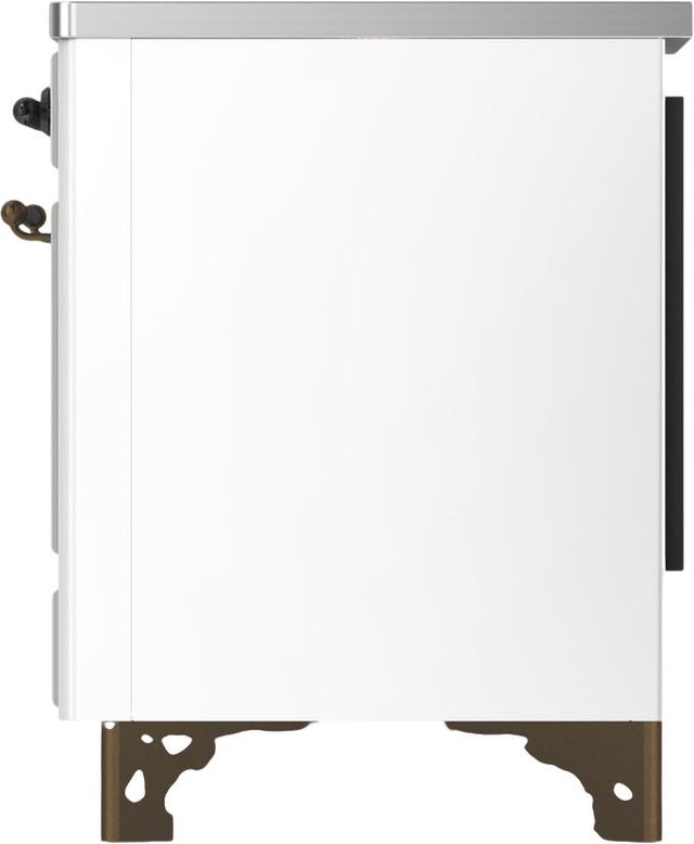 Ilve® Majestic III 36" White Pro Style Induction Range with Solid Door and Burnished Trim-3
