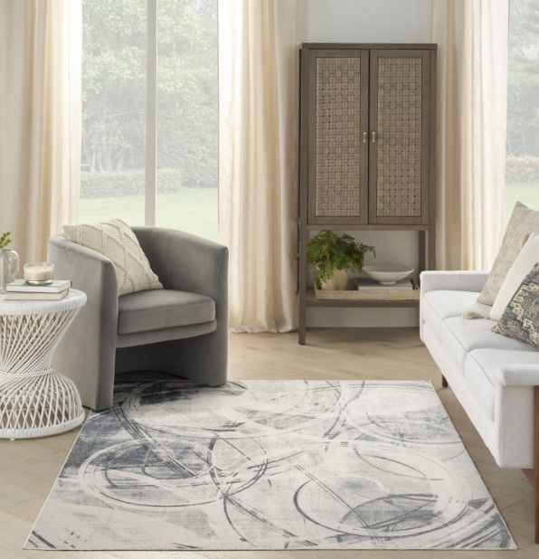 Nourison Home™ Astra Machine Washable Silver Blue 5'x7' Area Rug-4