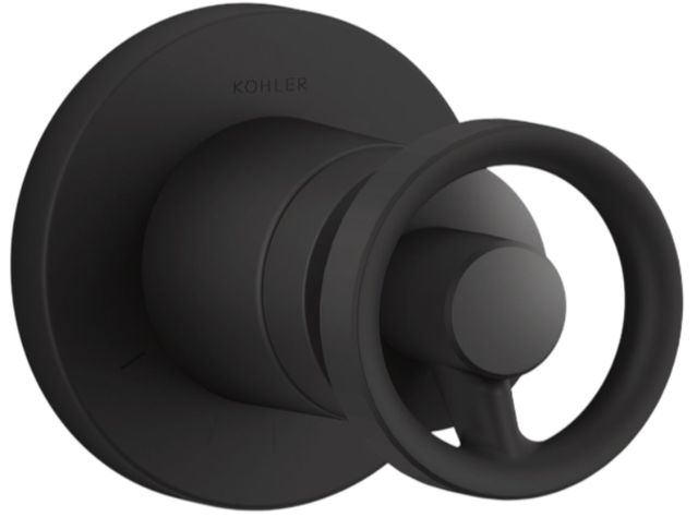 KOHLER® Components® MasterShower® Matte Black Transfer Valve Trim with Industrial Handle-0