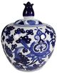 A & B Home Aline Blue/White Ginger Jar-0