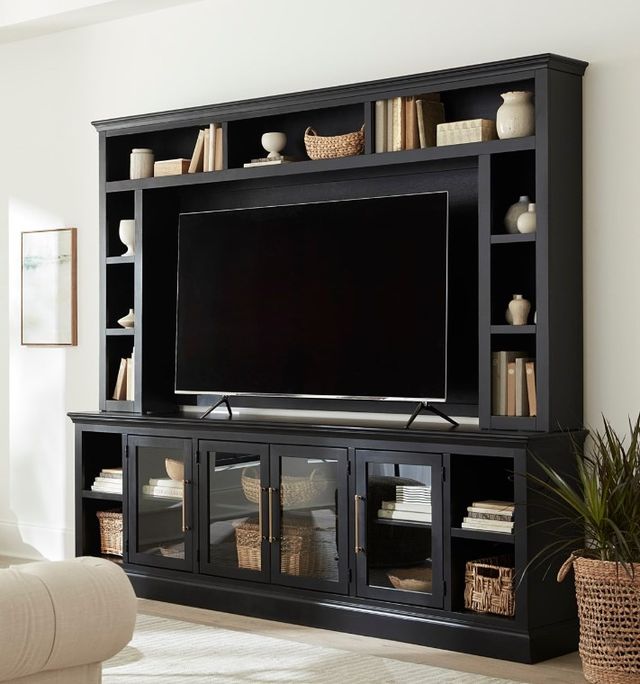 aspenhome® Perry Black 84" Console and Hutch-1