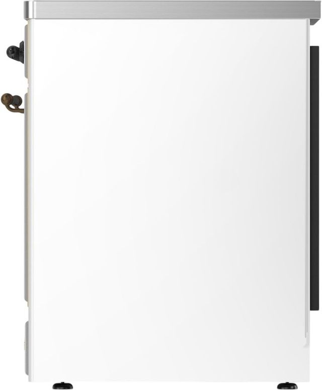 Ilve® Majestic III 30" White Pro Style Induction Range with Solid Door and Burnished Trim-3
