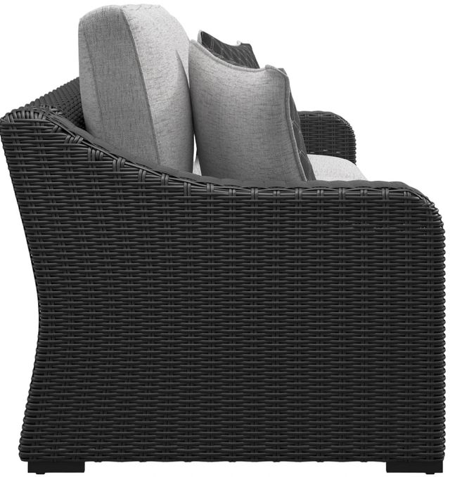 Signature Design by Ashley® Beachcroft Black/Light Gray Fabric/Wicker Outdoor Sofa with Cushion-3