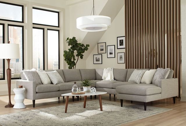 Best® Home Furnishings Customizable Trafton 5-Piece Right-Arm Facing Sectional and Chaise with Dark Walnut Legs-1