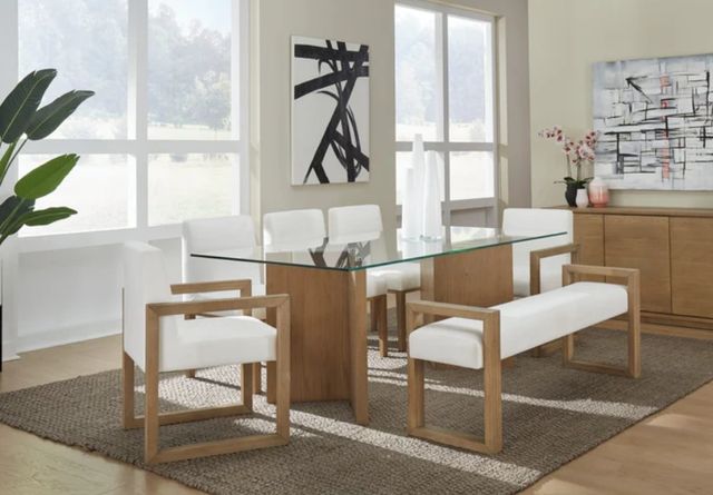 Modus Furniture One Glass Top Dining Table with White Oak Base-1