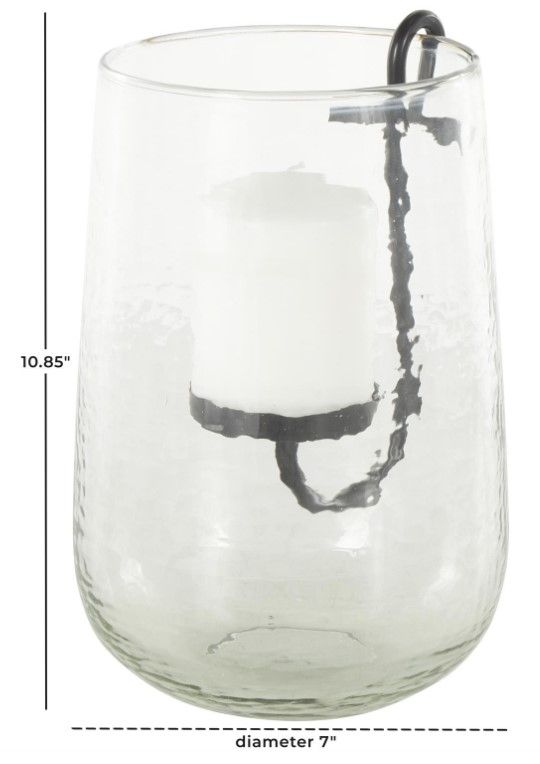 Deco Marche Clear Glass 7'' Candle Holder with Black Accents-3