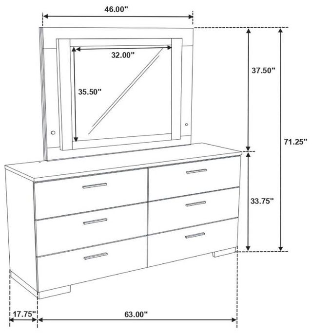 Coaster® Felicity Glossy white Dresser with LED Mirror-2