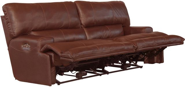 Catnapper® Wembley Walnut Leather Power Lay Flat Reclining Sofa with Power Adjustable Headrest-2