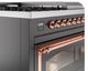 Ilve® Nostalgie II Noblesse 48'' Graphite Matte Pro Style Dual Fuel Range with Copper Trim-4