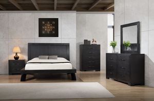 Allan 4-Pc Black King Platform Bed Bedroom Set