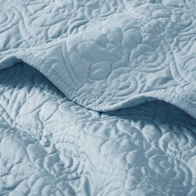 Olliix by Madison Park Quebec Blue Oversized Quilted Throw-2