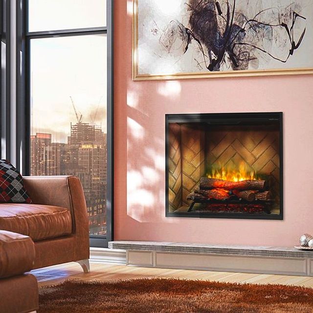 Dimplex® Revillusion Black 36'' Built-in Electric Firebox with Front Glass-4