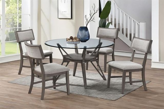 New Classic® Home Furnishings Kelsey Glass Top Dining Table with Gray Base-1