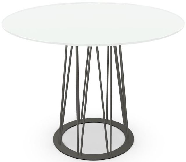 Amisco Customizable Calypso 36"  White Glass Round Counter Height Table with 48" Tabletop -3